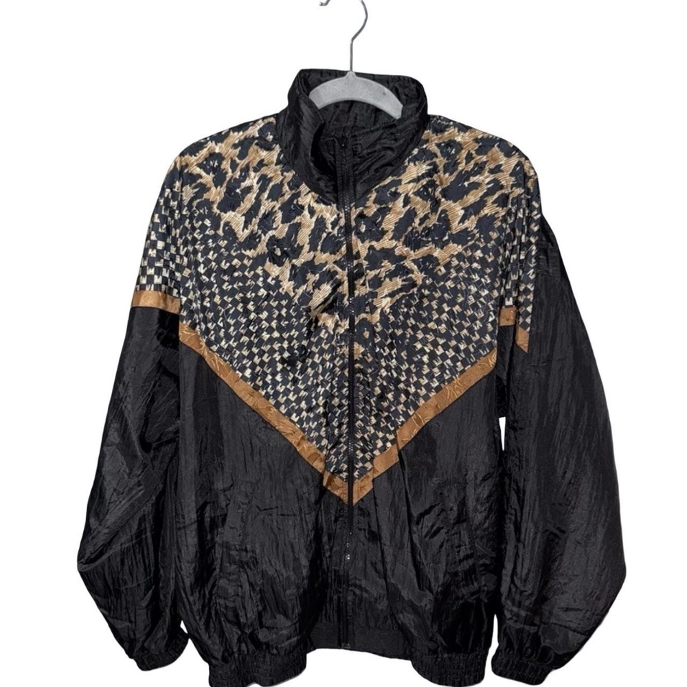 Leopard Print Black and Brown Bomber Jacket